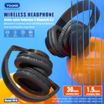 YOOKIE-YB16 Dual-mode Bluetooth V5.3+EDR Ultra-low power consumption ANC HEADPHONE for Home Office/Online Class/Phone - Image 8